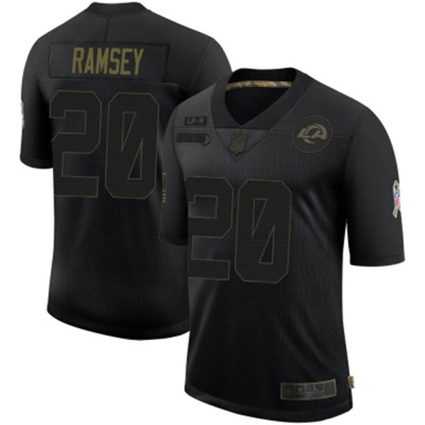 Men's Los Angeles Rams #20 Jalen Ramsey Black 2020 Salute To Service Limited Stitched NFL Jersey